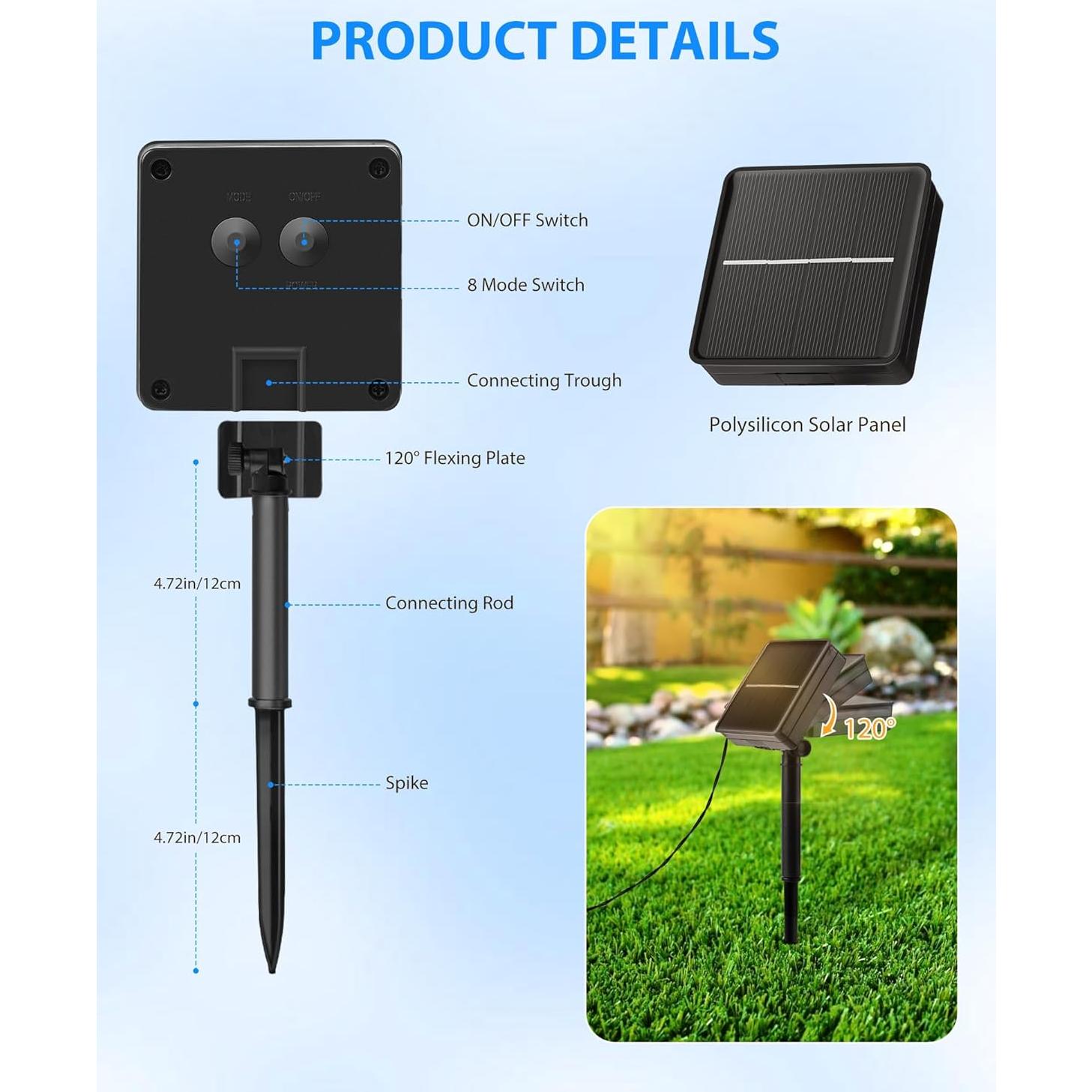 Luces de Cadena Solares Brightown 14m 120 LED IP65 2 Paquete