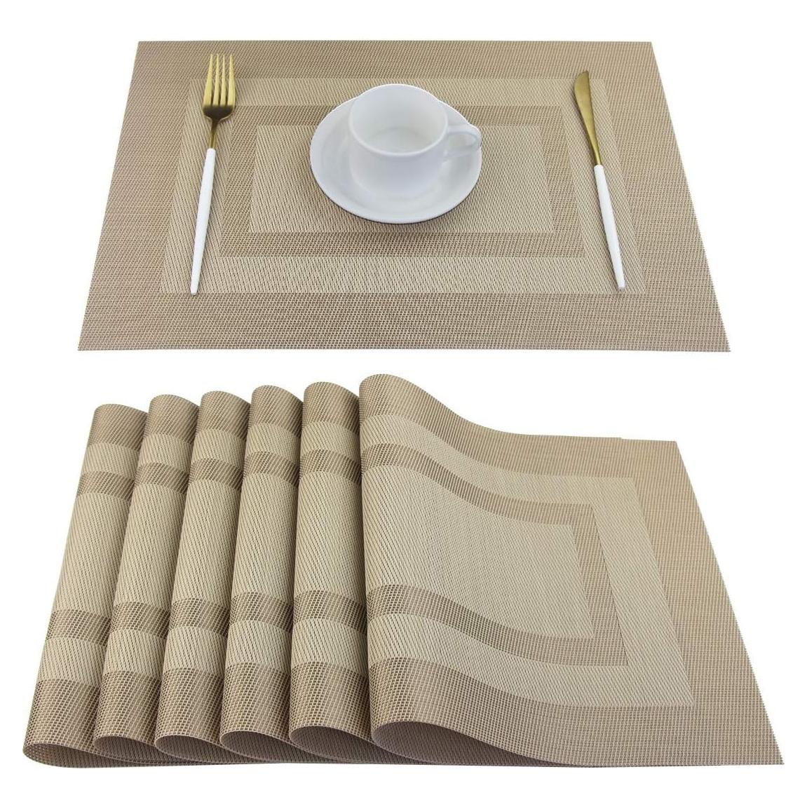 Juego de 6 Manteles de Vinilo PIGCHCY Beige Antideslizantes