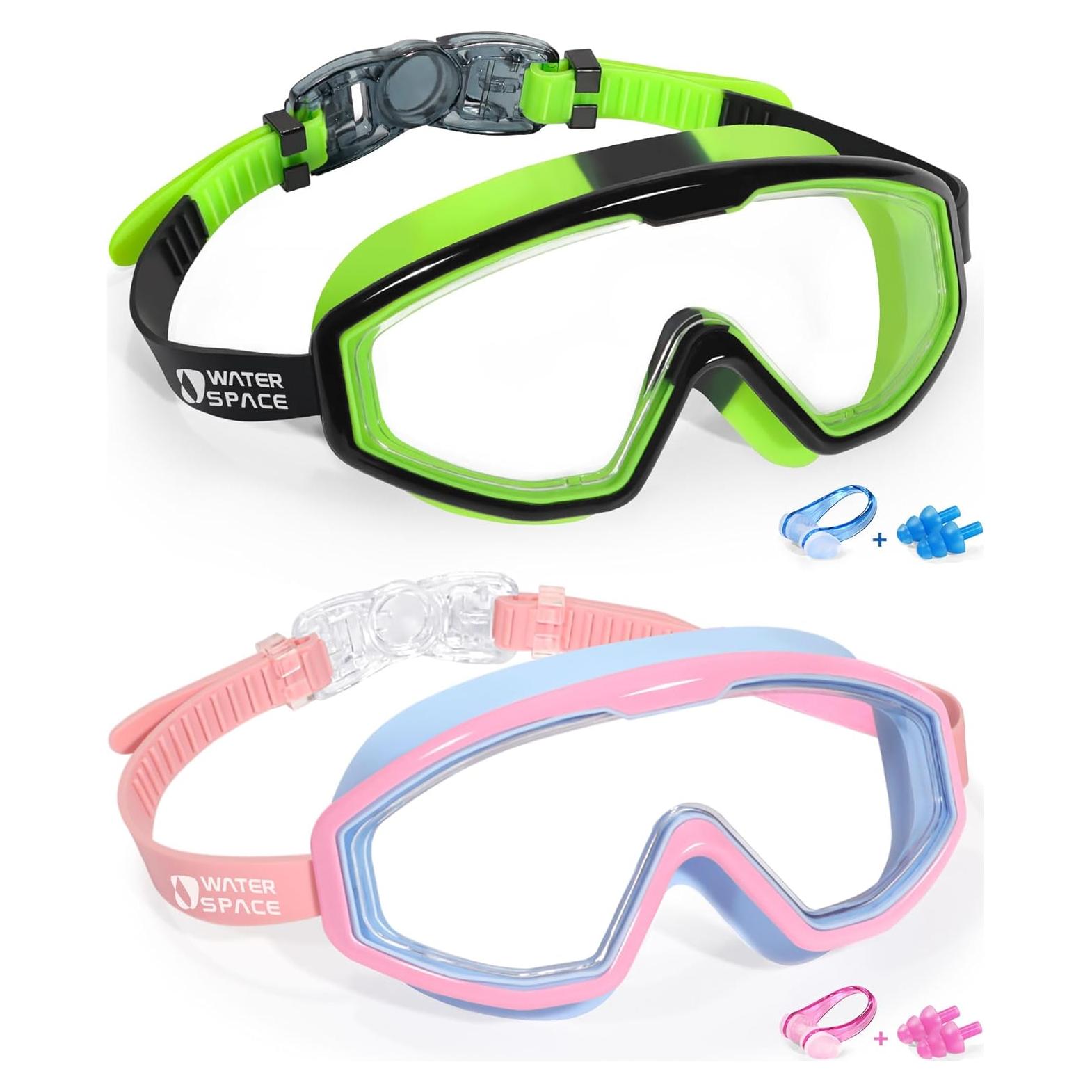 Gafas de Natación para Niños 3-15 años Anti-vaho UV Verde/Rosa