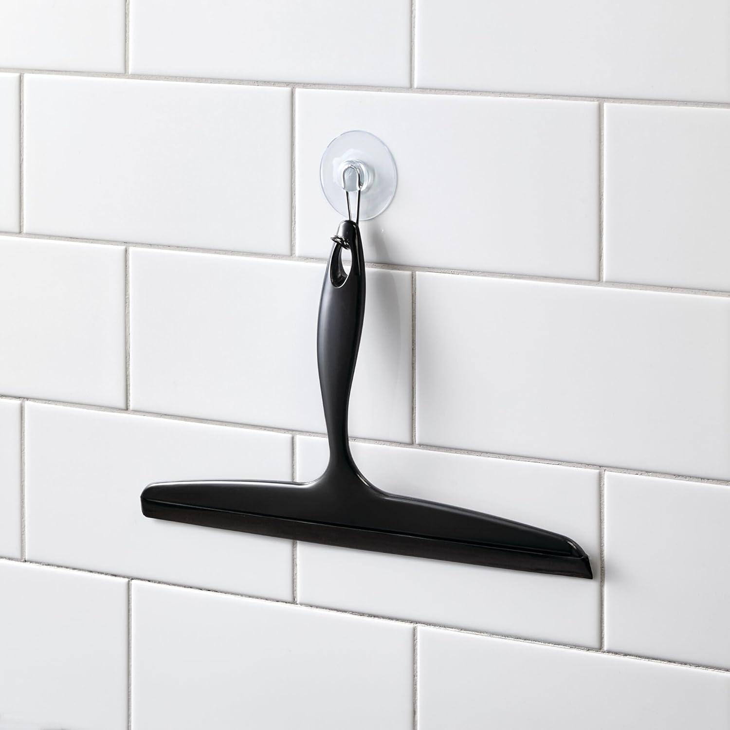 Limpiacristales para Ducha iDesign Negro con Gancho de Pared