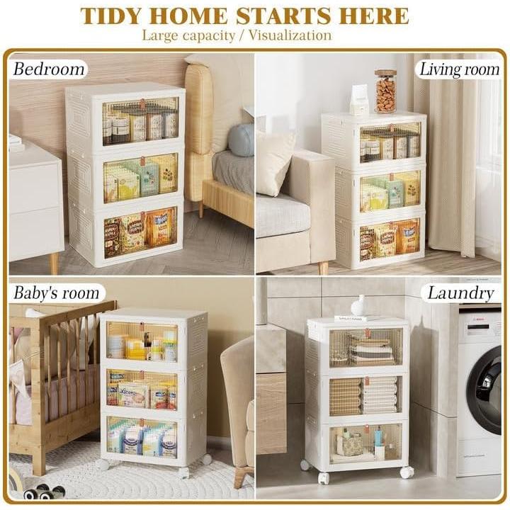 Contenedor de Almacenamiento YFXCVSL 3 Niveles 70L con Ruedas