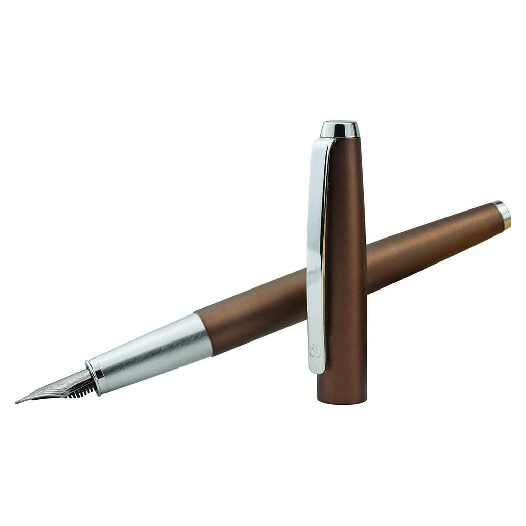 Pluma Fuente HongDian de Metal Marrón Punta Curvada 0.6mm