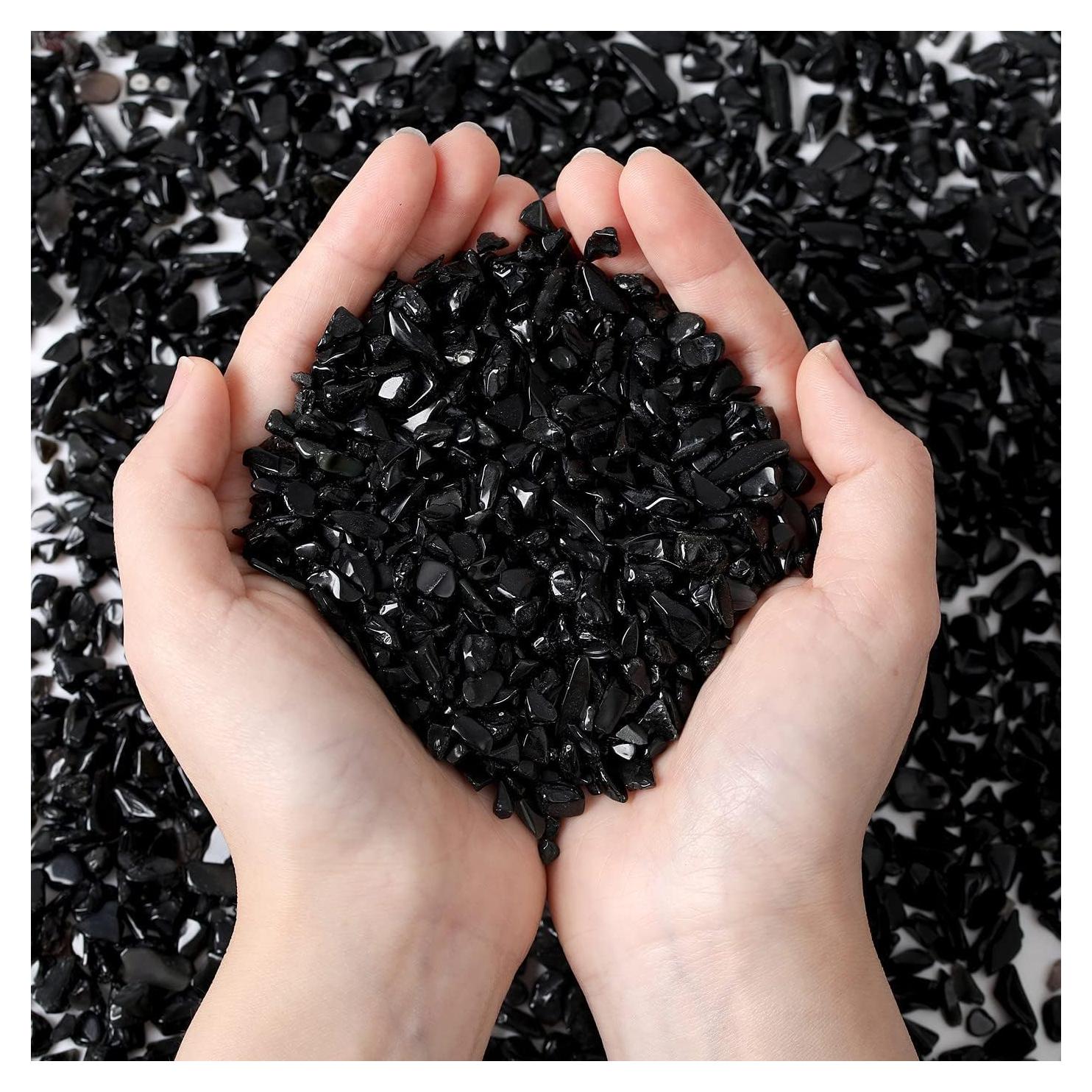 Chips de Obsidiana Negra Natural MAIBAOTA 200g para Decoración