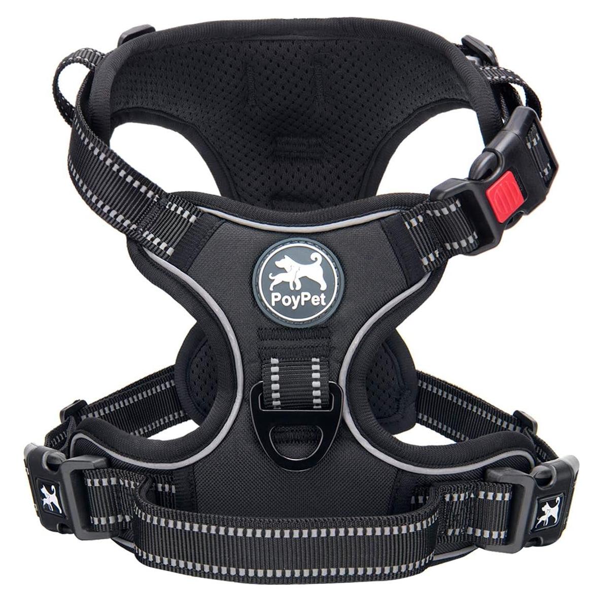 Arnés para Perros PoyPet XS Negro Reflectante Sin Tirones