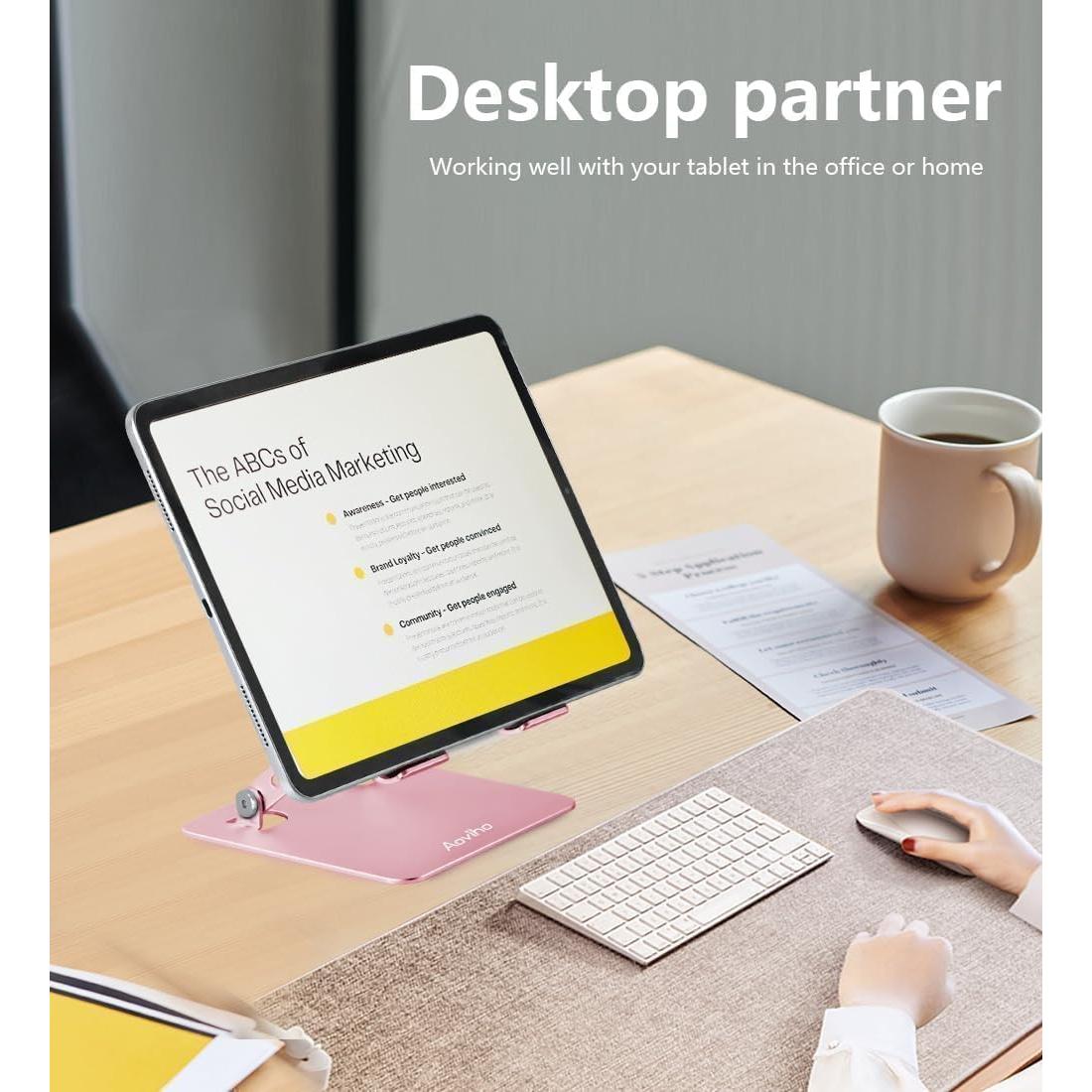 Soporte para Tablet Aoviho T2 Ajustable 4-13 Pulgadas Oro Rosa