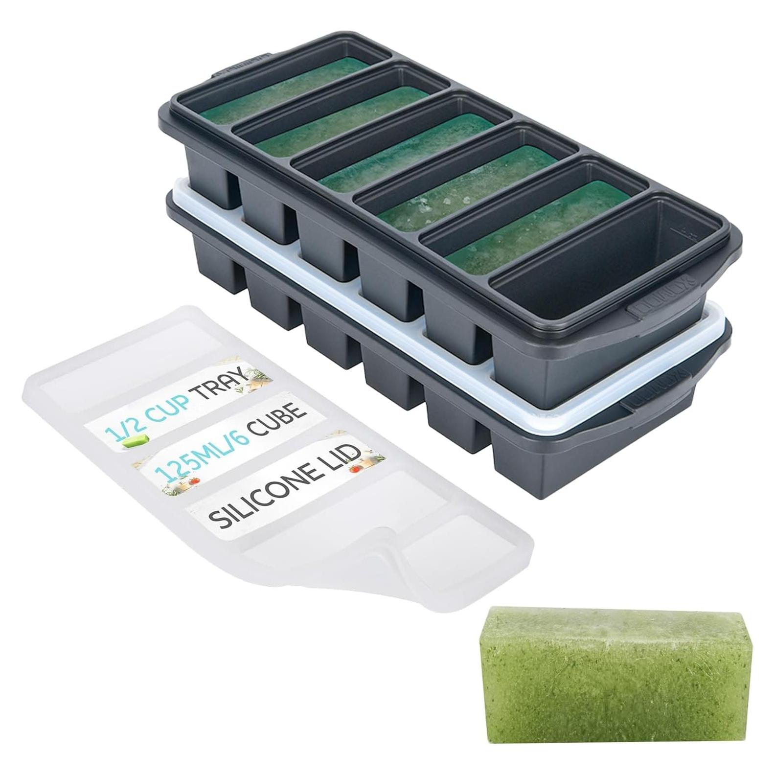 Bandeja de congelador de silicona Xomoo con tapa - 2 piezas 1/2 taza