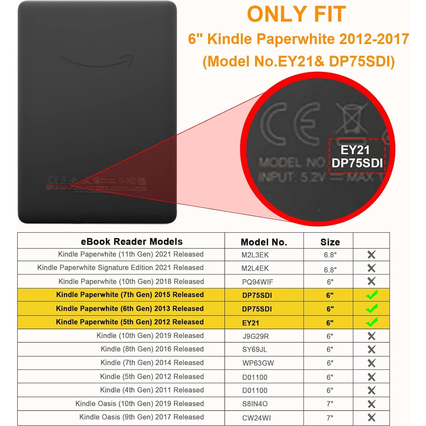 Funda Slimshell Fintie para Kindle Paperwhite 6" 2012-2017 Negra