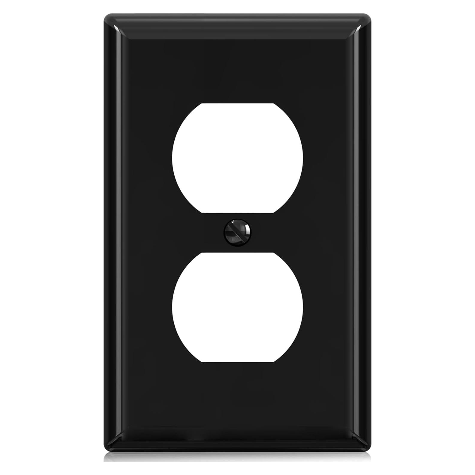 Cubierta de tomacorrientes duplex ELEGRP 1 gang negro brillante