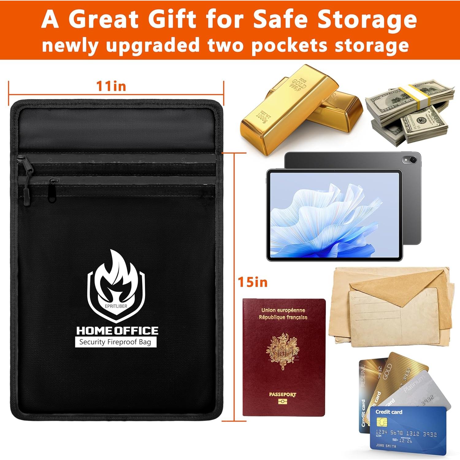 Bolsa de Documentos a Prueba de Fuego Epritliber 38x28 cm Negra