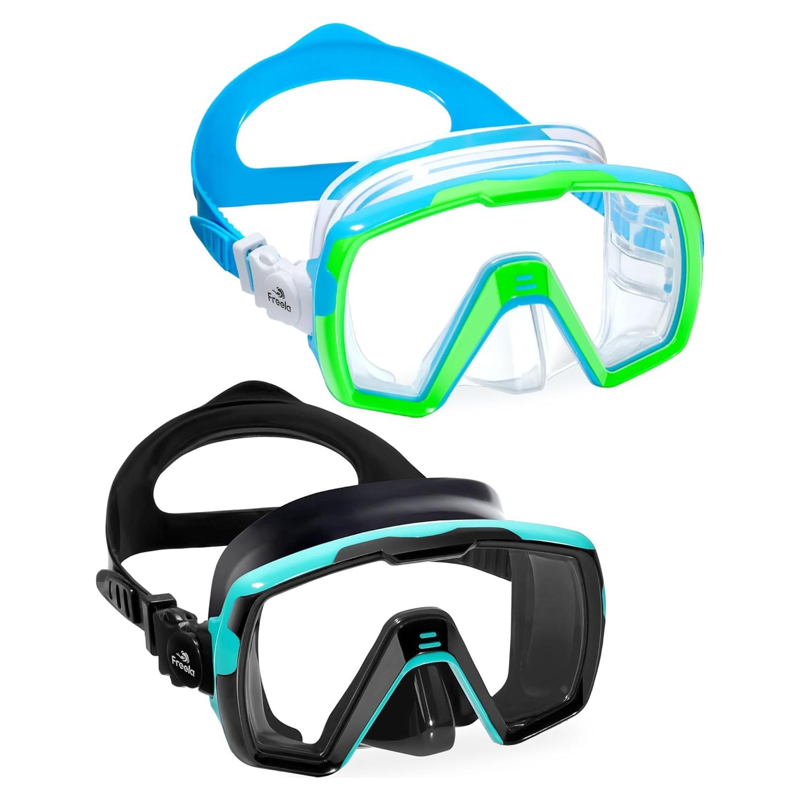 Gafas de Natación Freela Kids con Cubierta para Nariz - Azul y Verde Negro