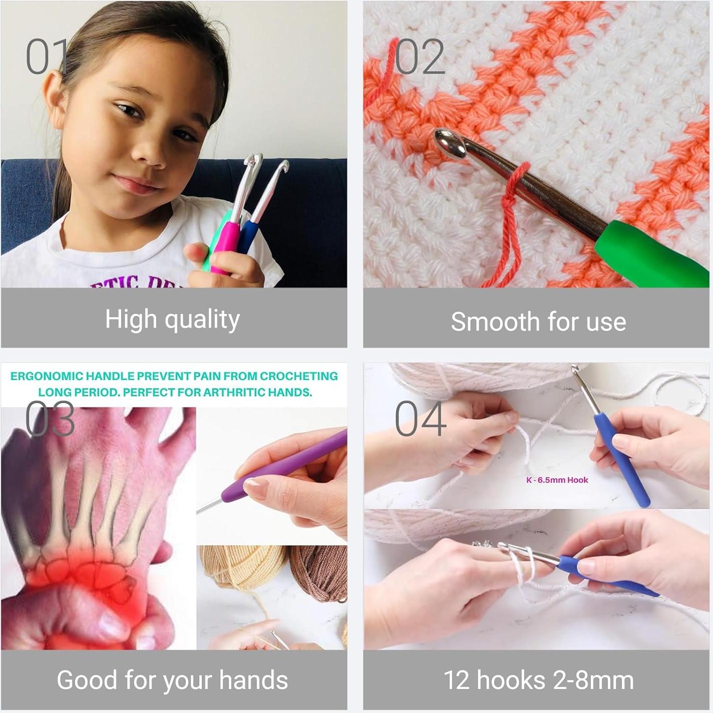 Ganchos de Crochet Ergonómicos Athena's Elements 12 Piezas 2-8 mm