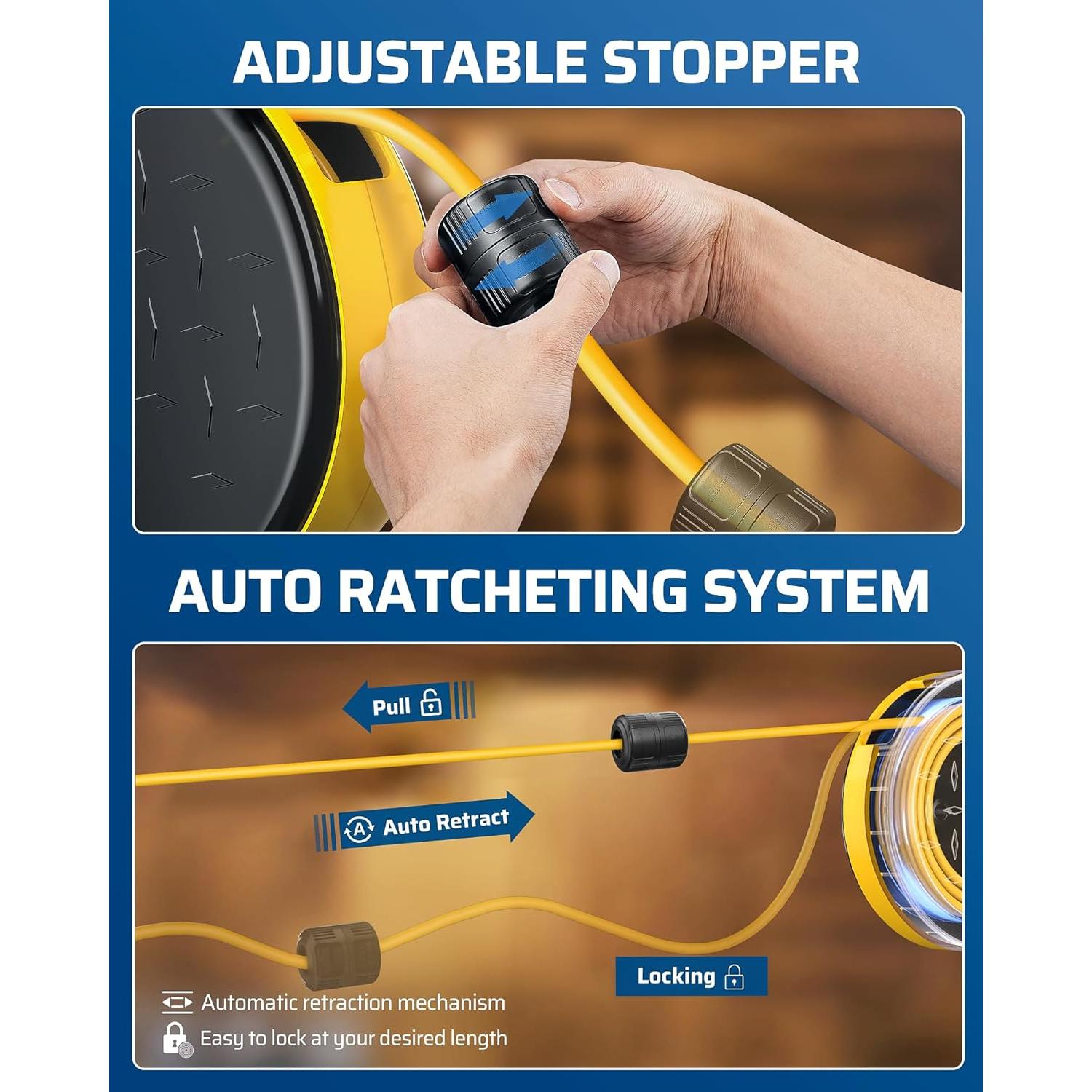 Carrete de Cable de Extensión Retráctil DEWENWILS 9.14m 6 Salidas