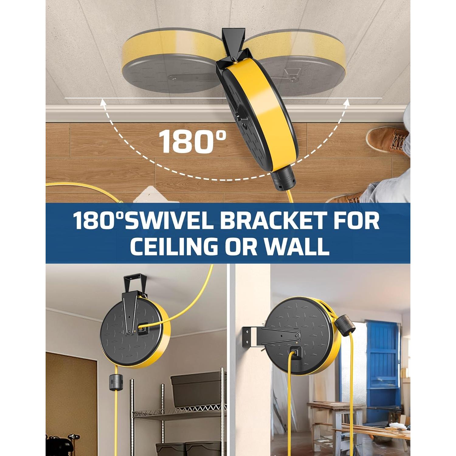 Carrete de Cable de Extensión Retráctil DEWENWILS 9.14m 6 Salidas