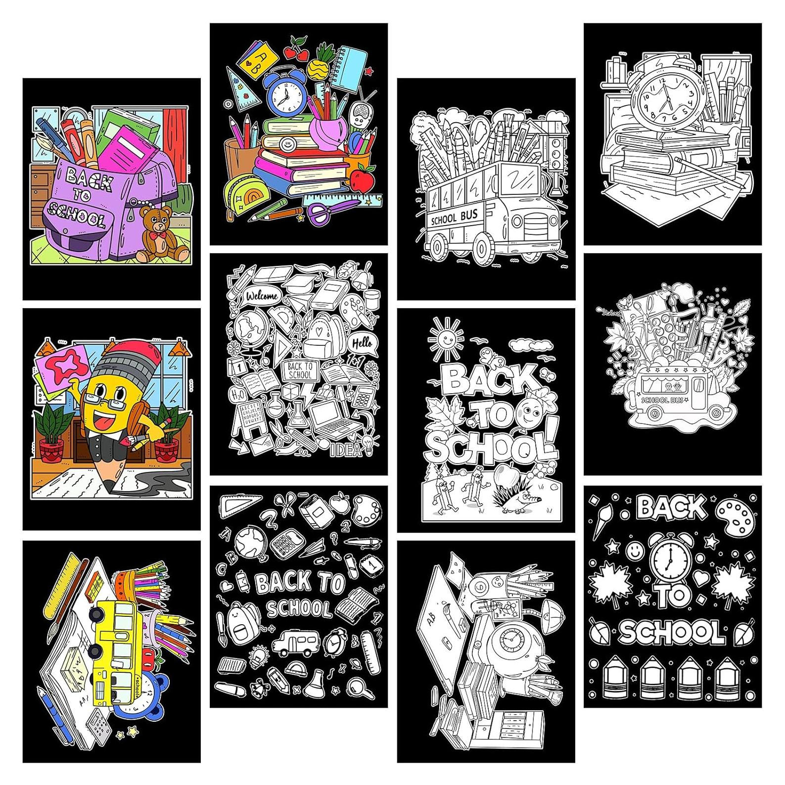 48 Pósteres de Colorear Terciopelo Moinchore Regreso a Clases