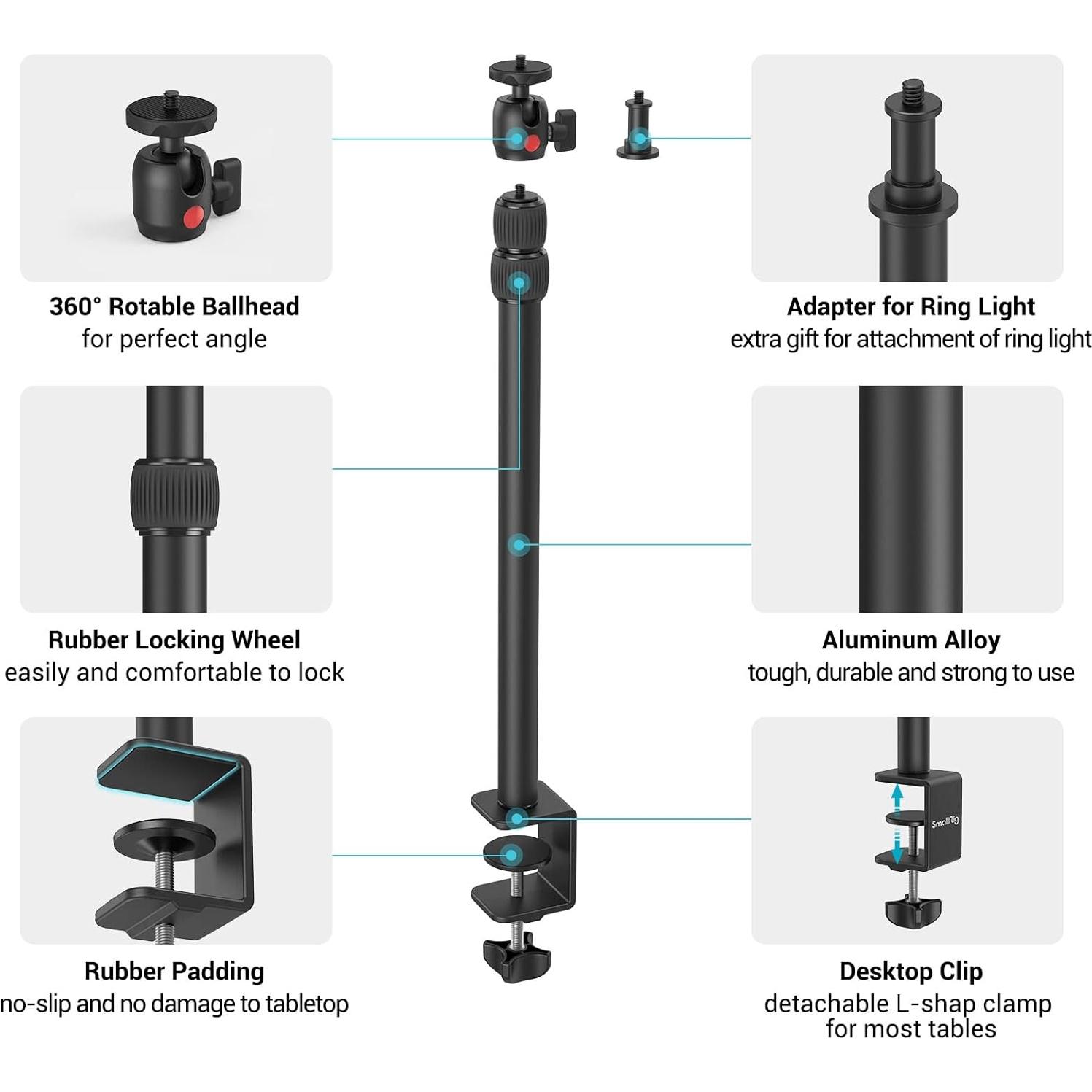 Soporte de Mesa para Cámara SmallRig 3488-SS Ajustable 48.5-100 cm