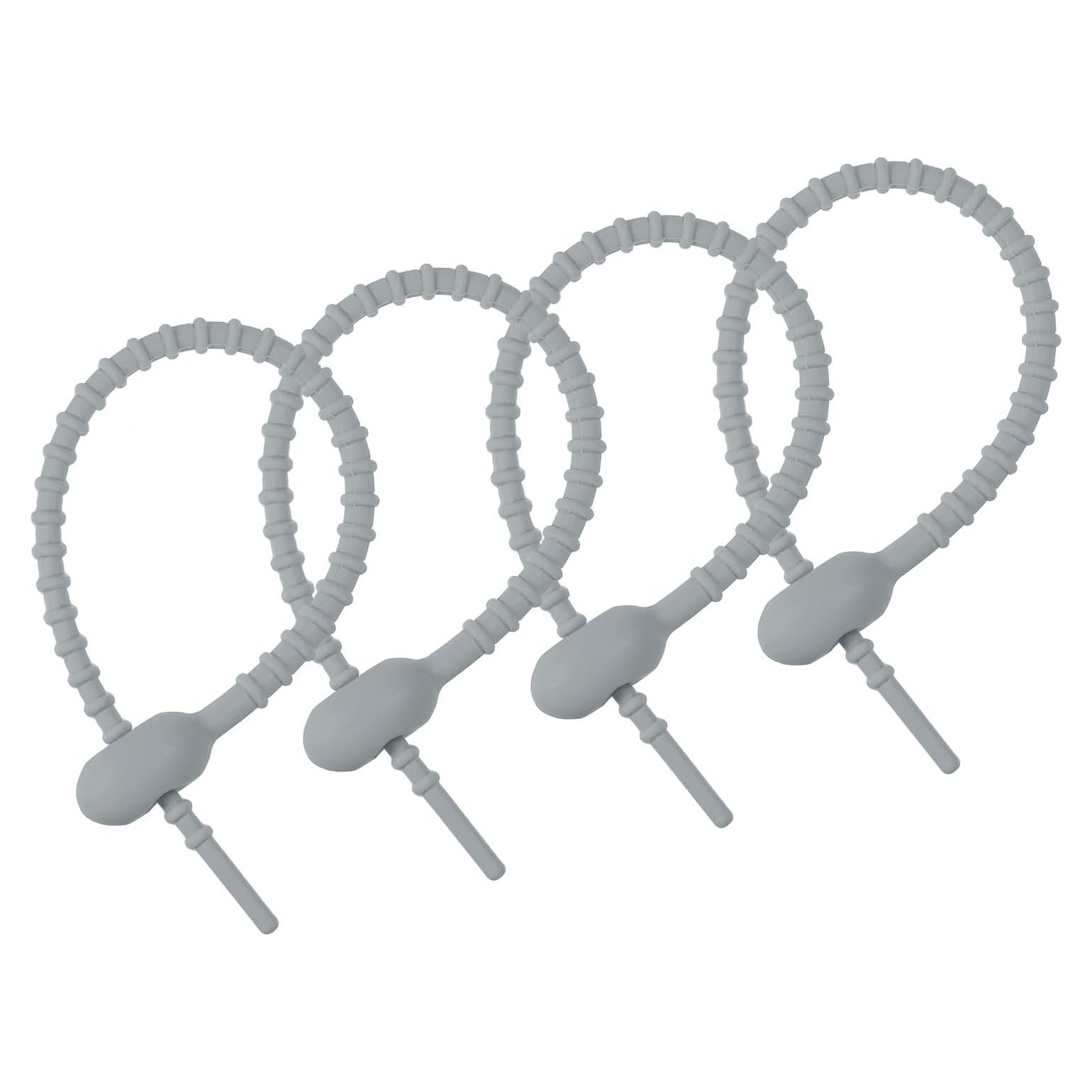 Ataduras de Cable de Silicona MECCANIXITY 4 Piezas 18 cm Gris
