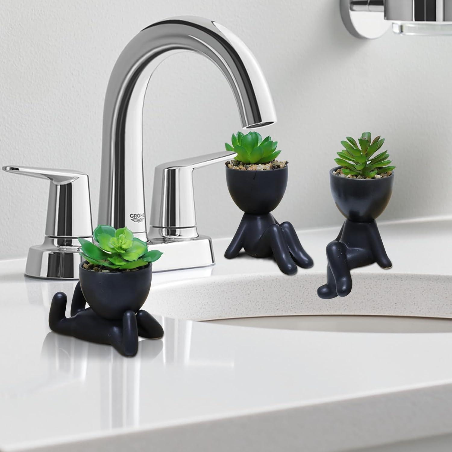 Zerzsy 3 PCS Plantas Suculentas Artificiales en Macetas Cerámicas