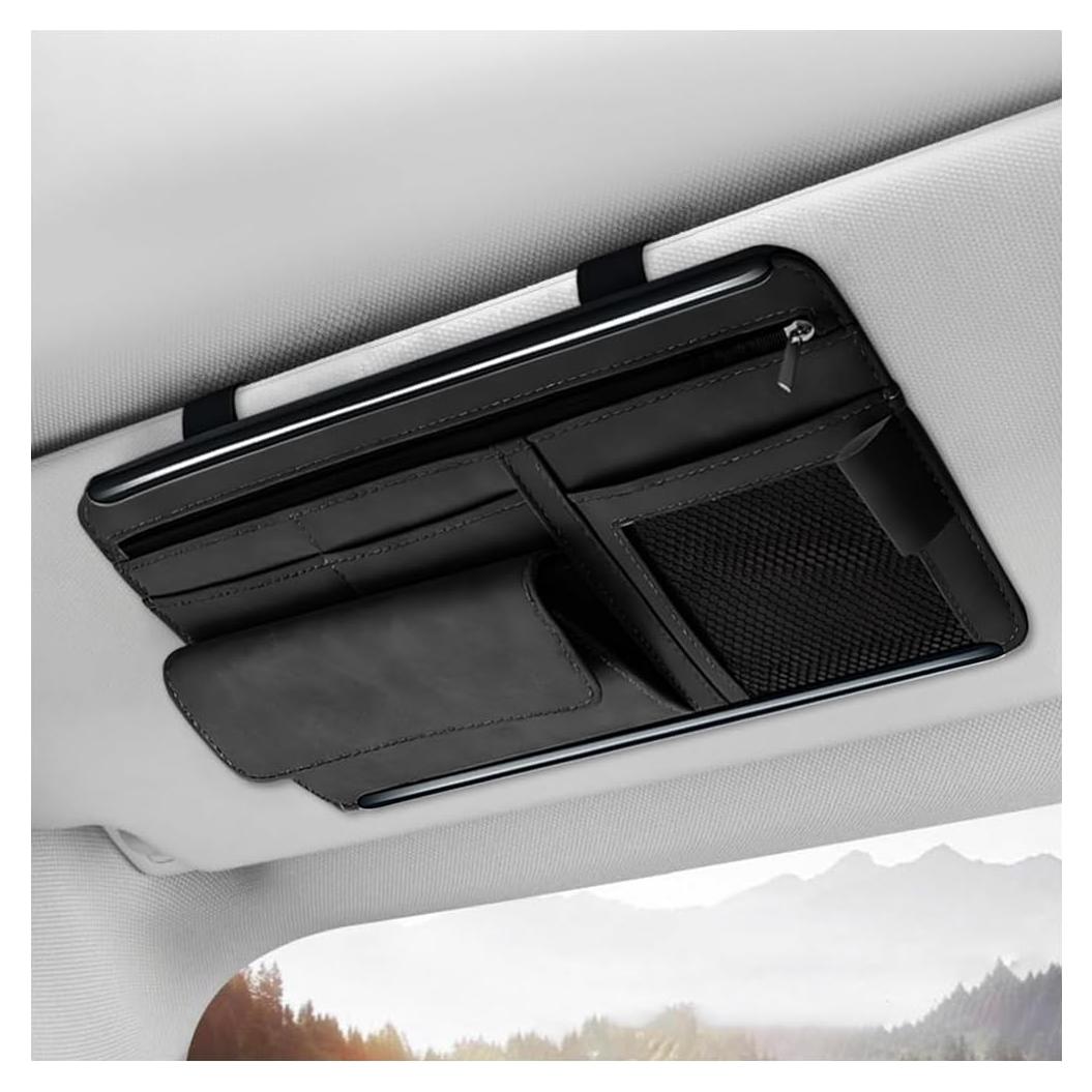 Organizador de Visera de Coche FSTURIOS en Cuero Suede Negro