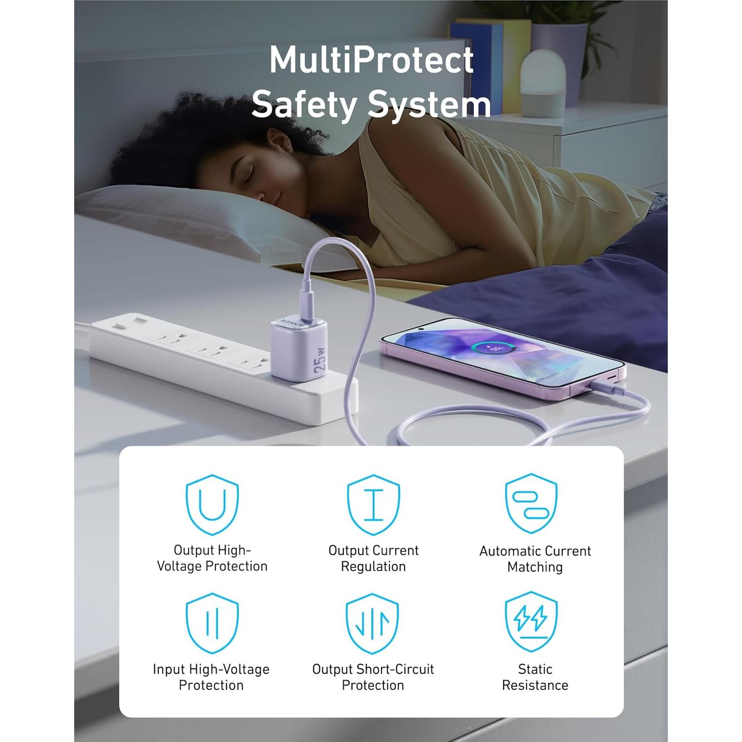 Cargador USB C Anker 25W Compacto Plegable Carga Rápida Negro