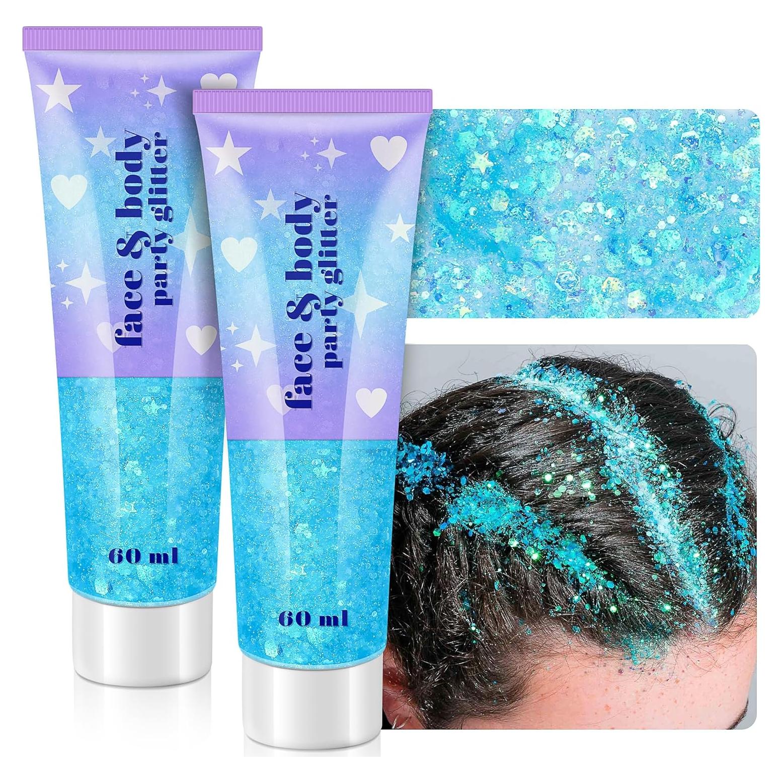 Gel de Brillo Corporal Linwulte 120ml Azul Claro Holográfico