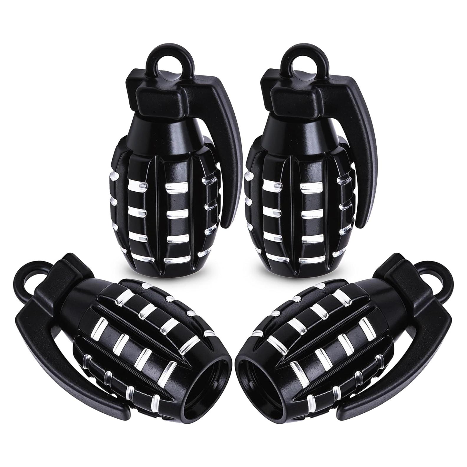 4 Tapones de Válvula de Neumático MEAJOO de Aluminio Negro