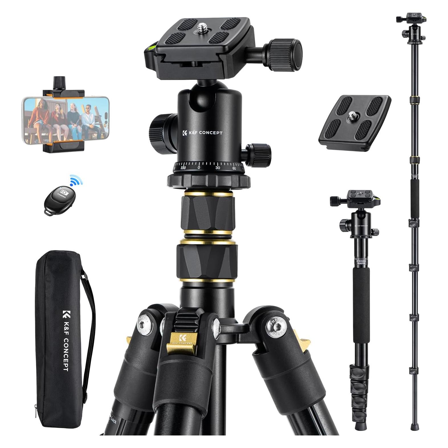 Trípode K&F Concept 72" (182.88 cm) Aluminio Plegable con Control Remoto