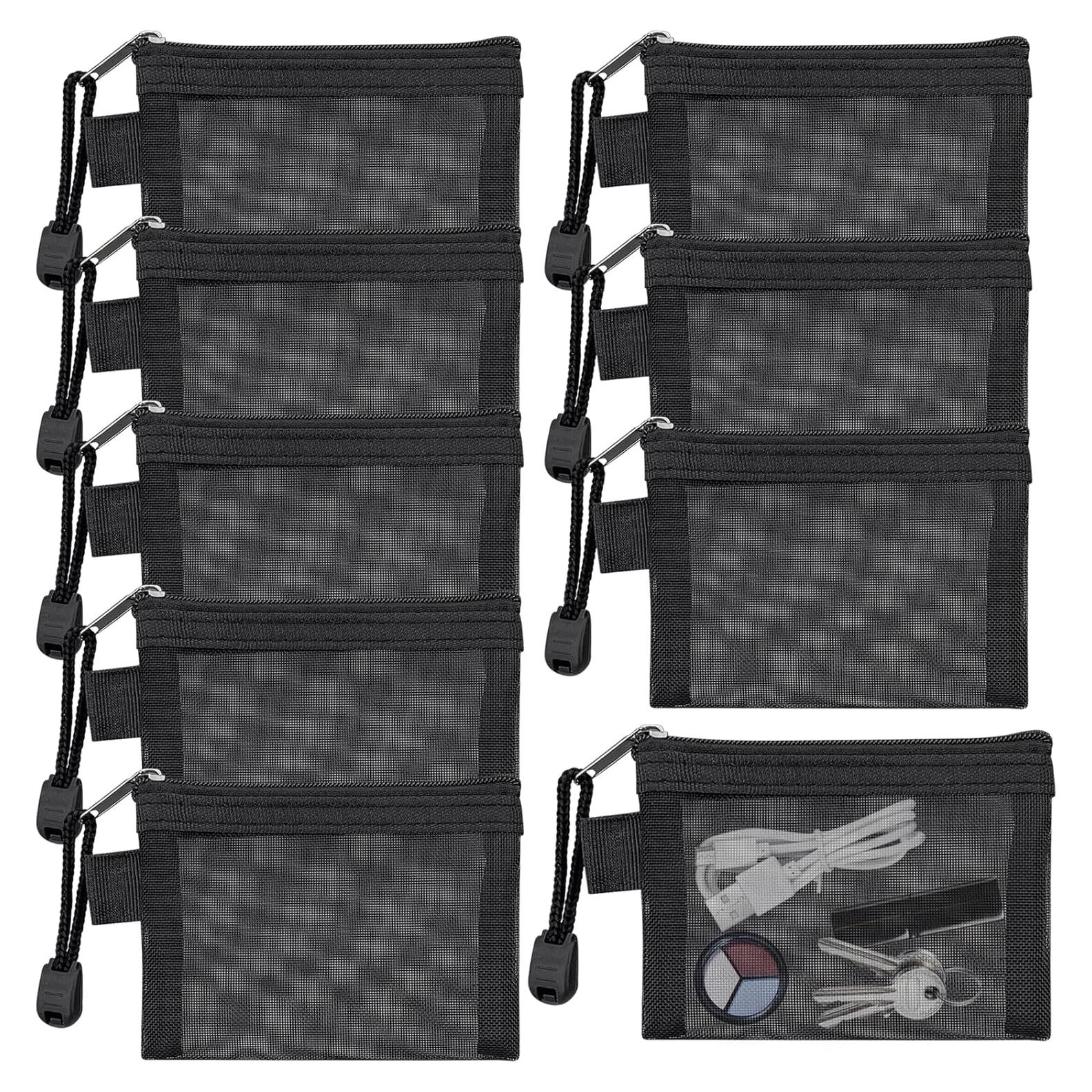 9 Mini Bolsas de Malla con Cierre Aswewamt - Nylon Negro 11x7.5cm