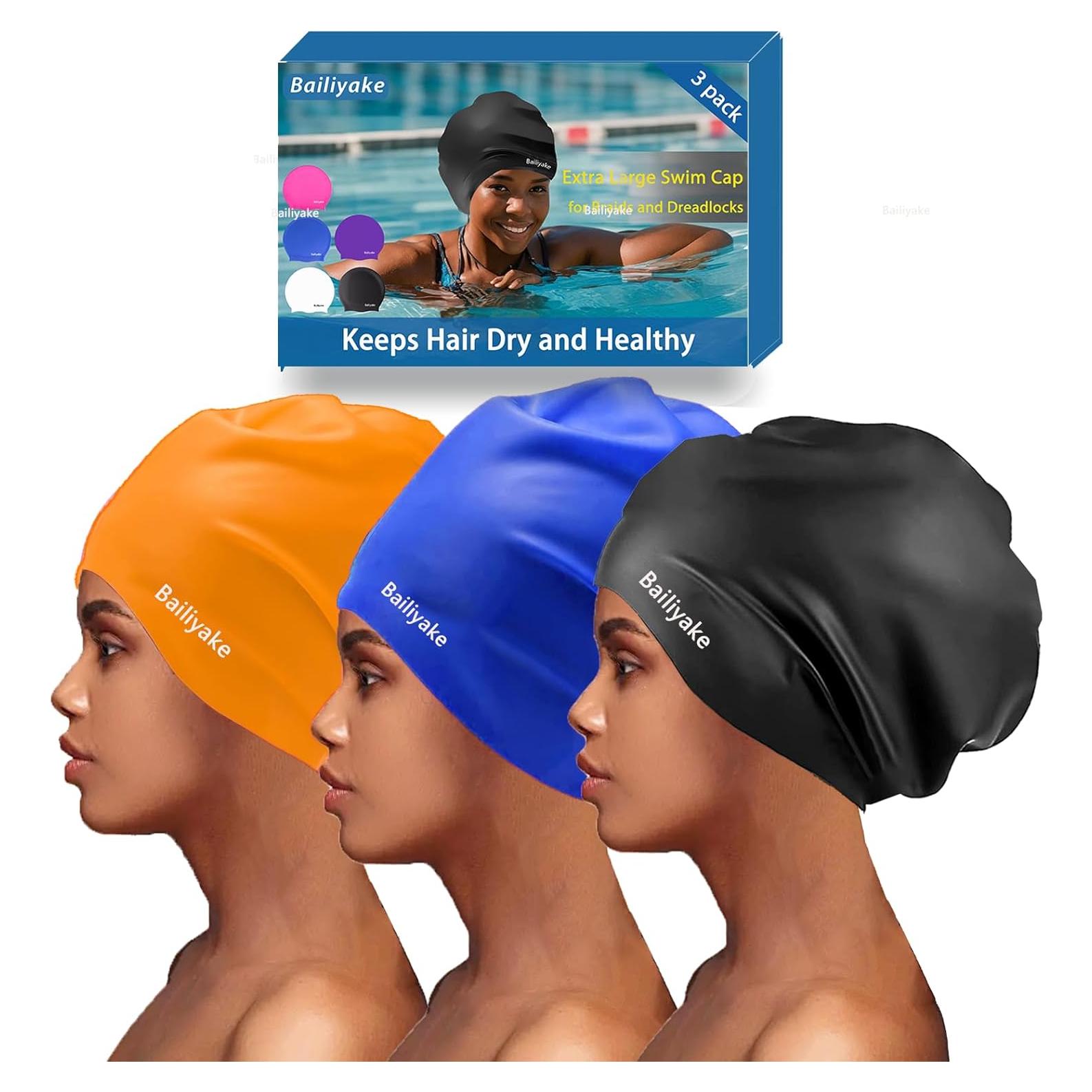 Paquete de 3 Gorras de Baño Extra Grande Bailiyake - Silicona Impermeable