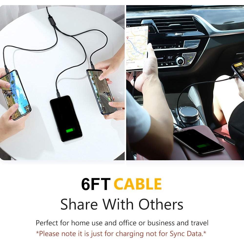 Cable de Carga Múltiple Puxnoin 2Pack 1.83m USB Tipo C Micro USB