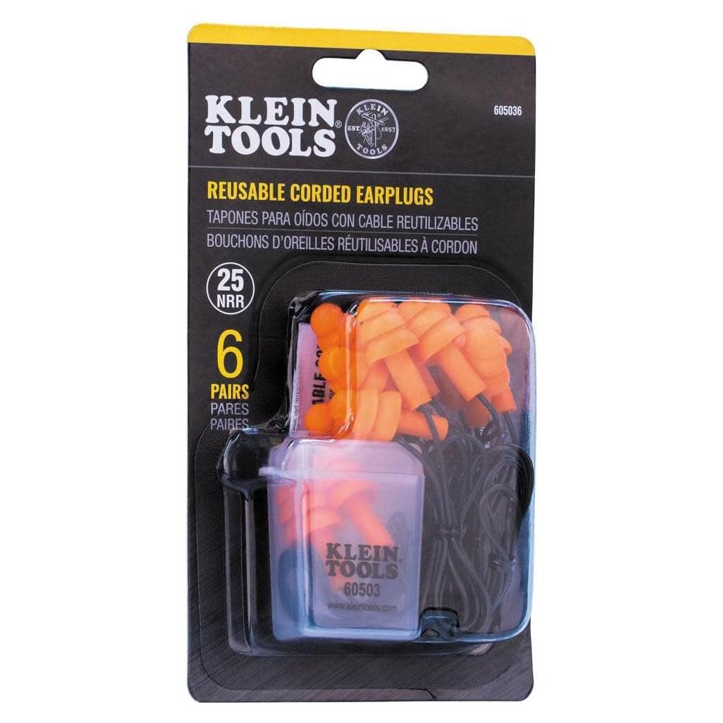 Tapones para oídos con cable Klein Tools 6 pares 25dB NRR