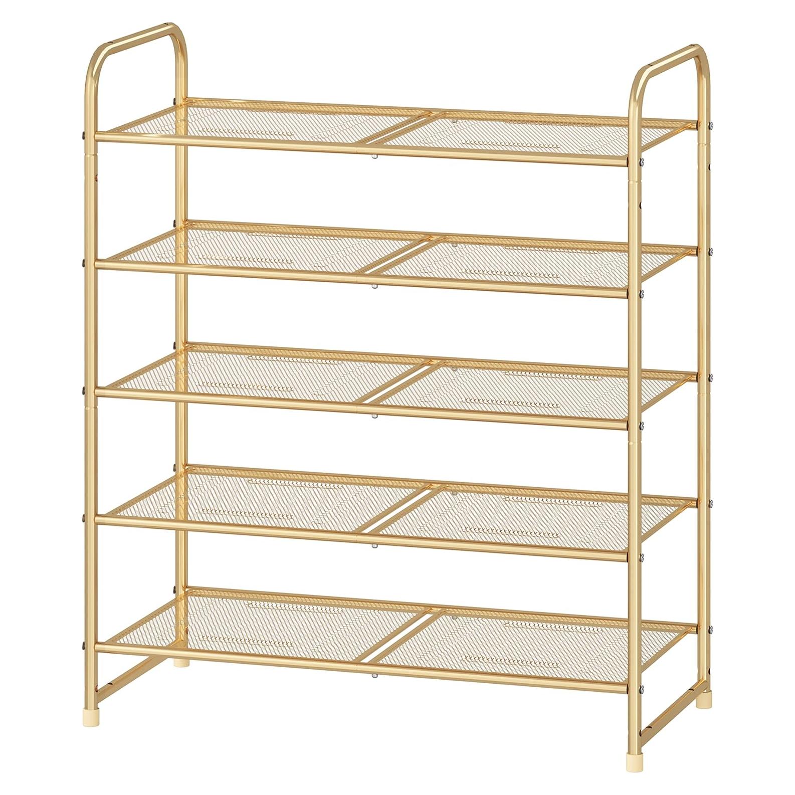 Estante para zapatos apilable 5 niveles Simple Trending dorado