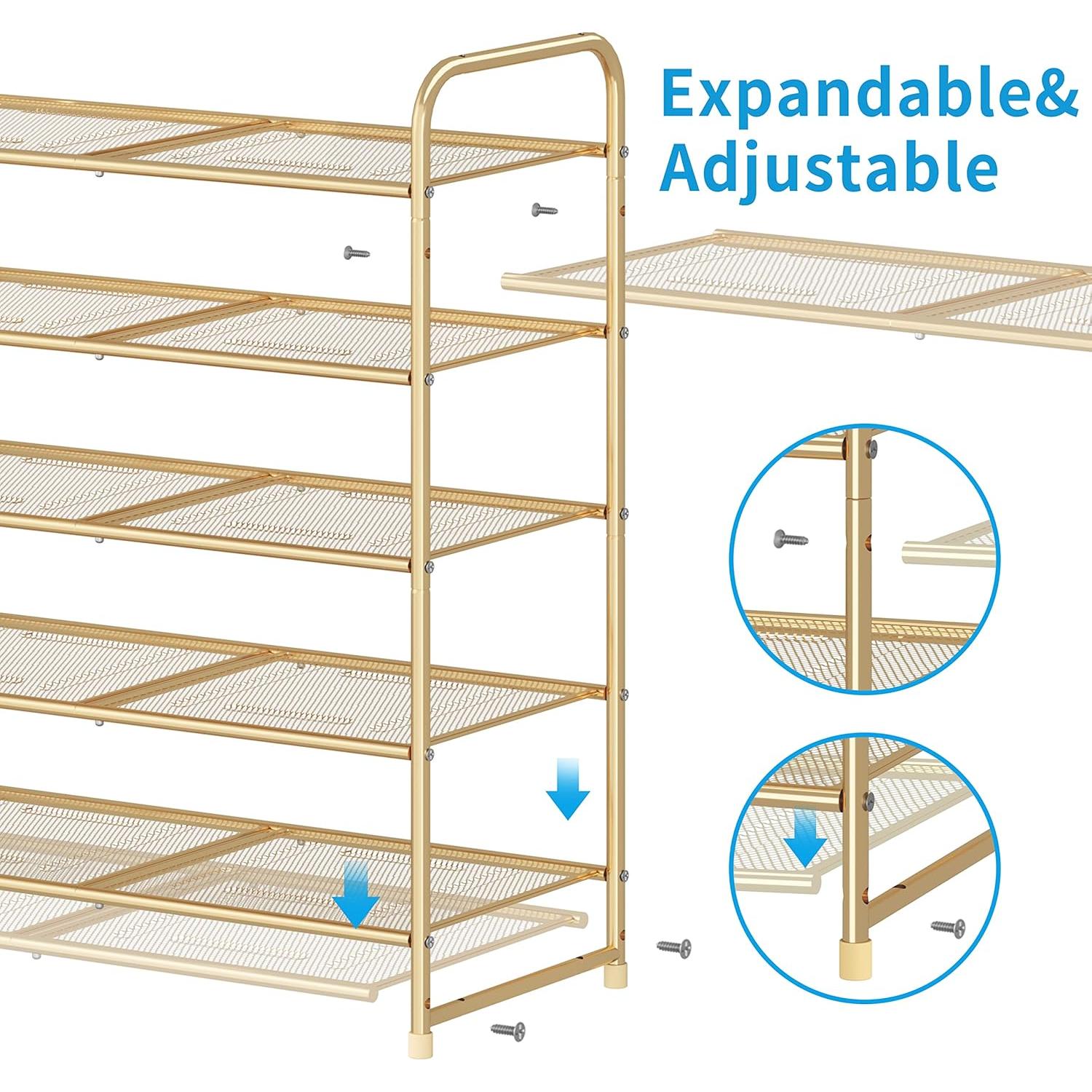 Estante para zapatos apilable 5 niveles Simple Trending dorado