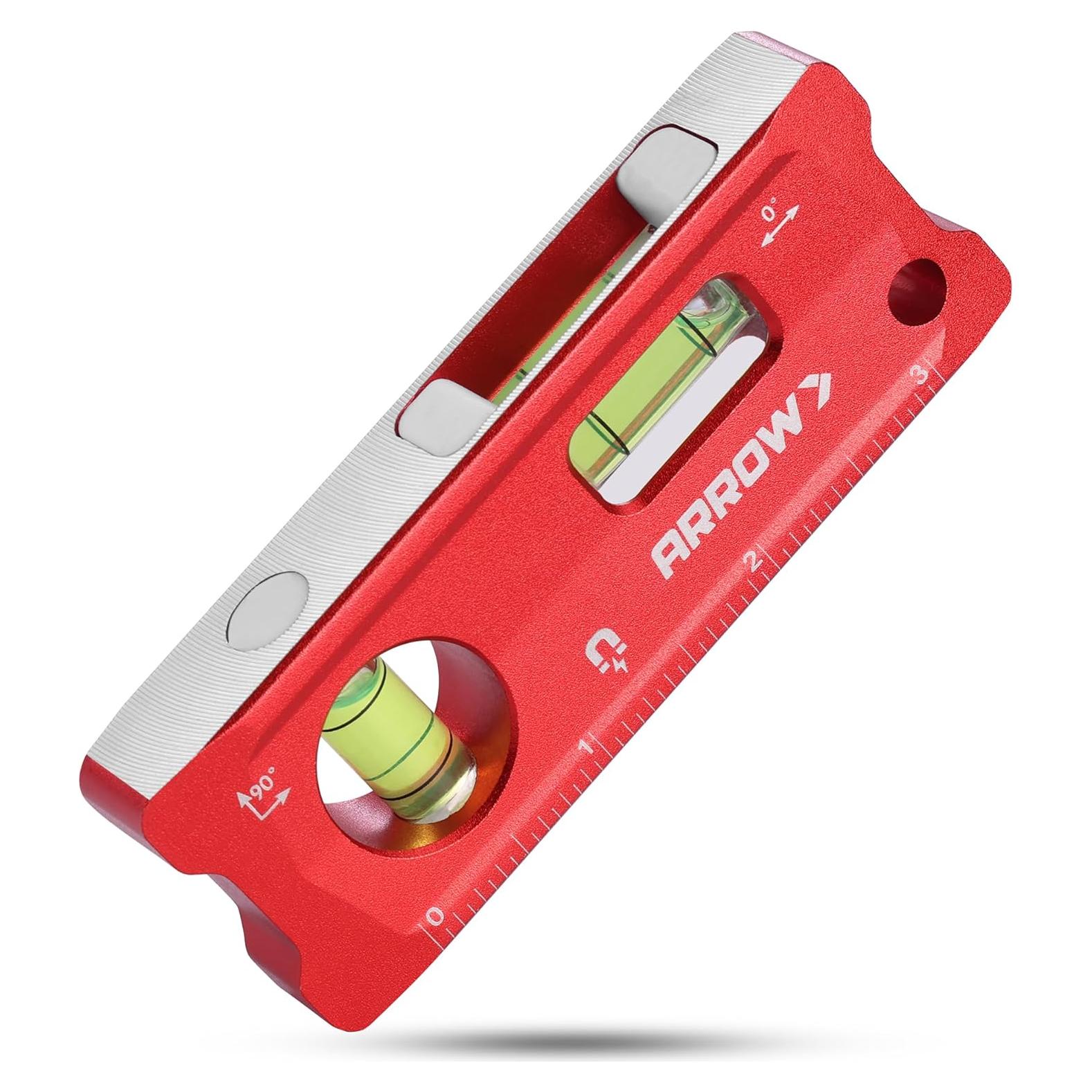 Nivel Torpedo Magnético Arrow 10.16 cm Aluminio Rojo