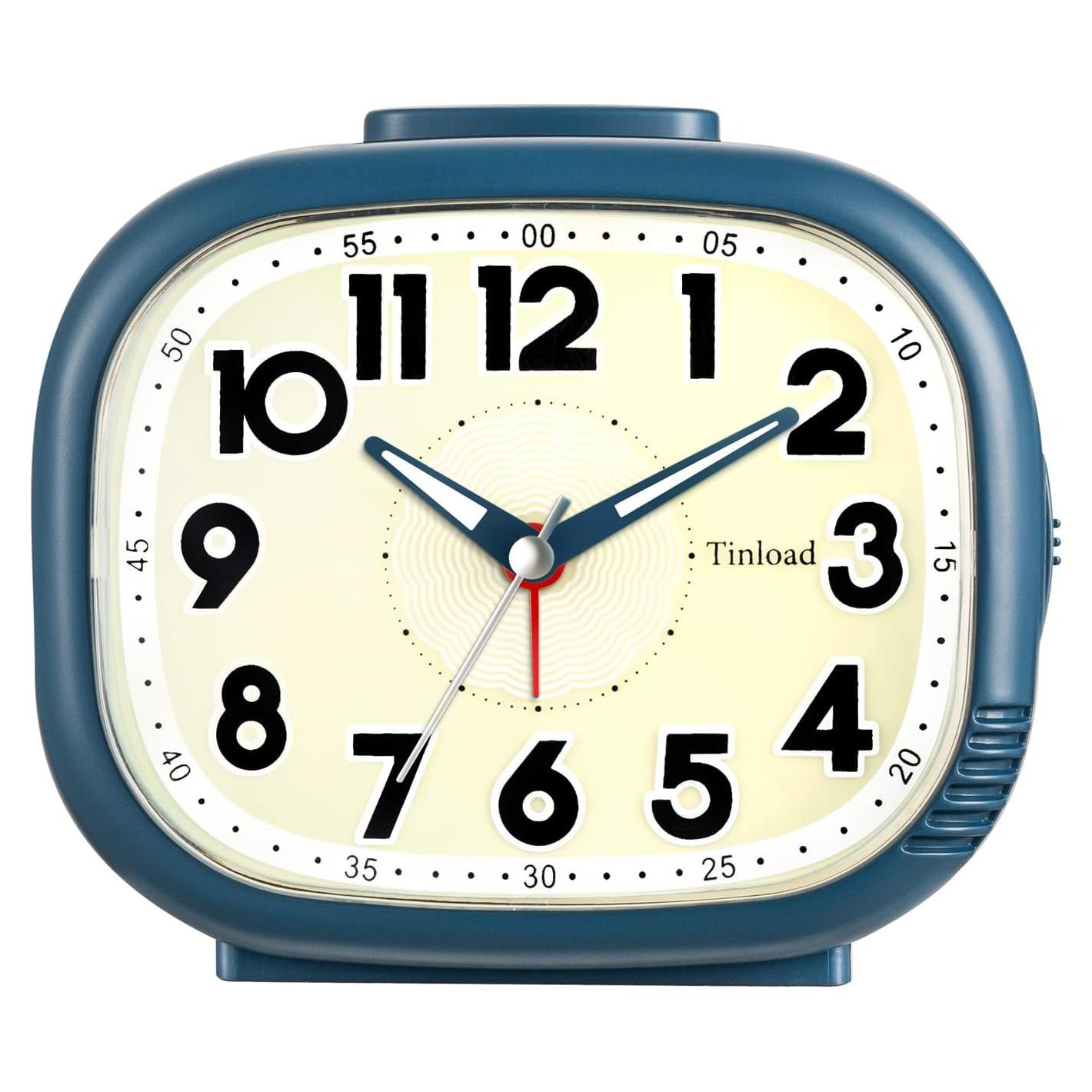 Reloj Despertador Tinload Azul Silencioso con Luz Nocturna