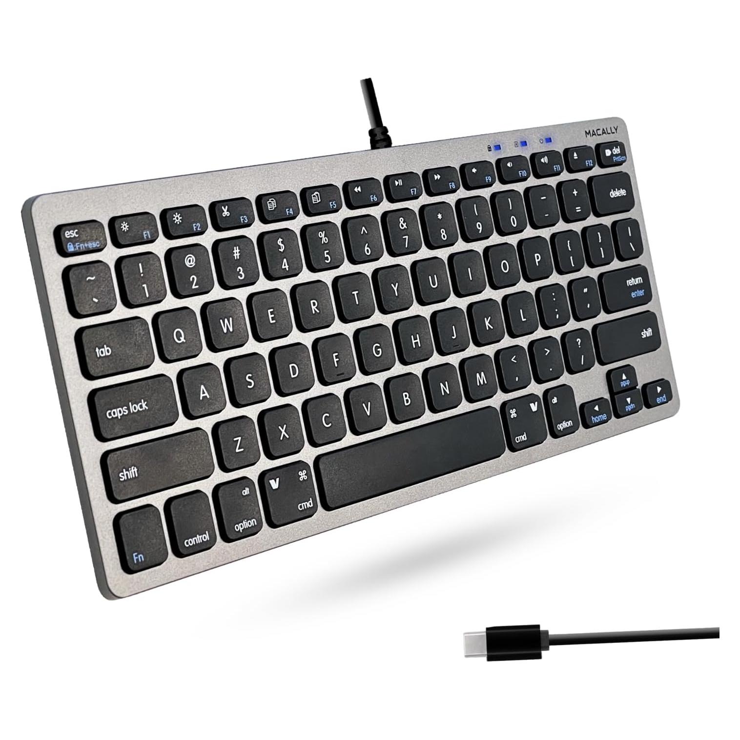 Teclado USB-C Macally Compacto 78 Teclas Gris Espacial
