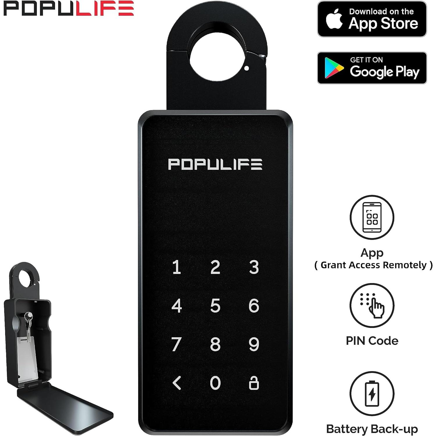 Caja de Llave Inteligente Populife K2 para Exterior, Acero Aleado