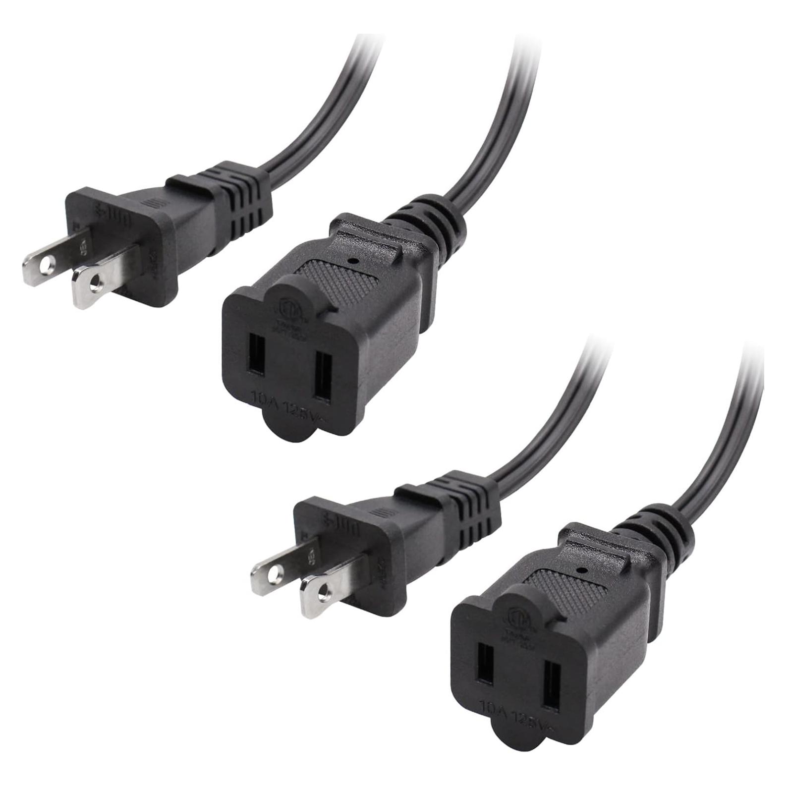 Cable de Extensión 0.91m Yeatel Paquete de 2 Negro 18 AWG