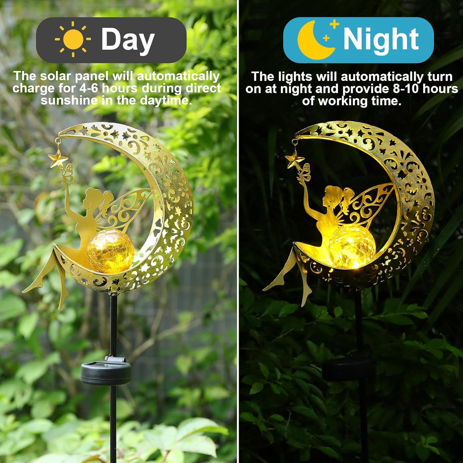Luz Solar Decorativa de Jardín ZKLiLi Hada en la Luna LED
