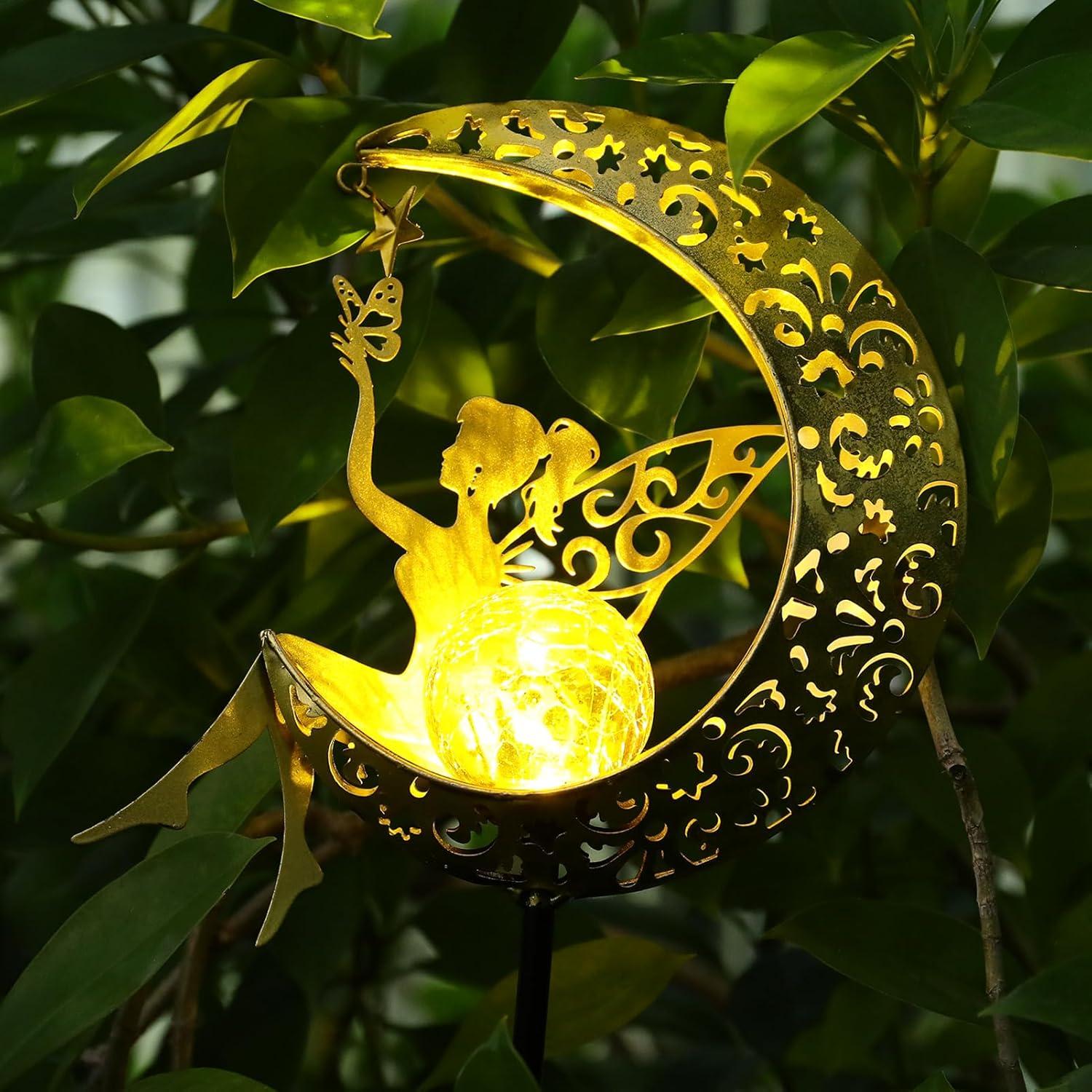 Luz Solar Decorativa de Jardín ZKLiLi Hada en la Luna LED