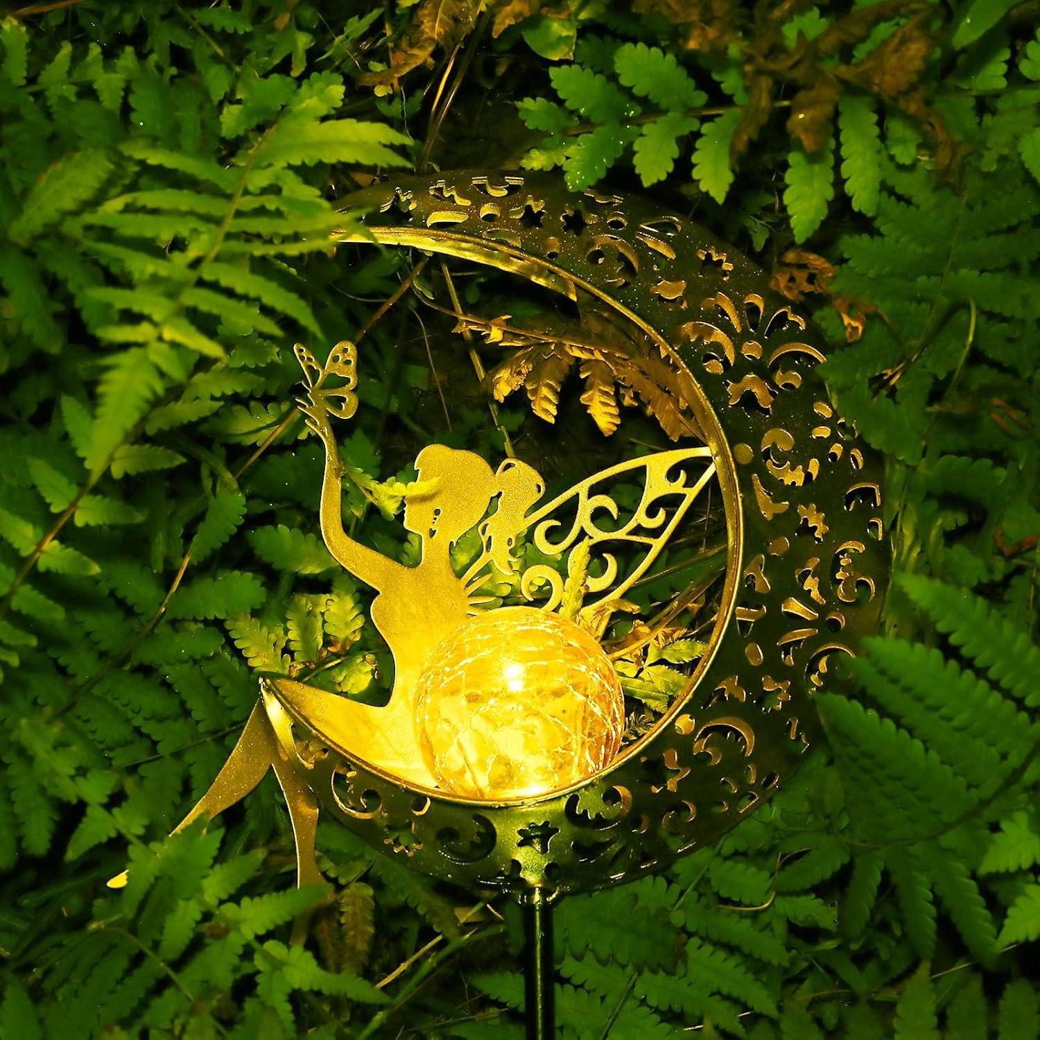 Luz Solar Decorativa de Jardín ZKLiLi Hada en la Luna LED
