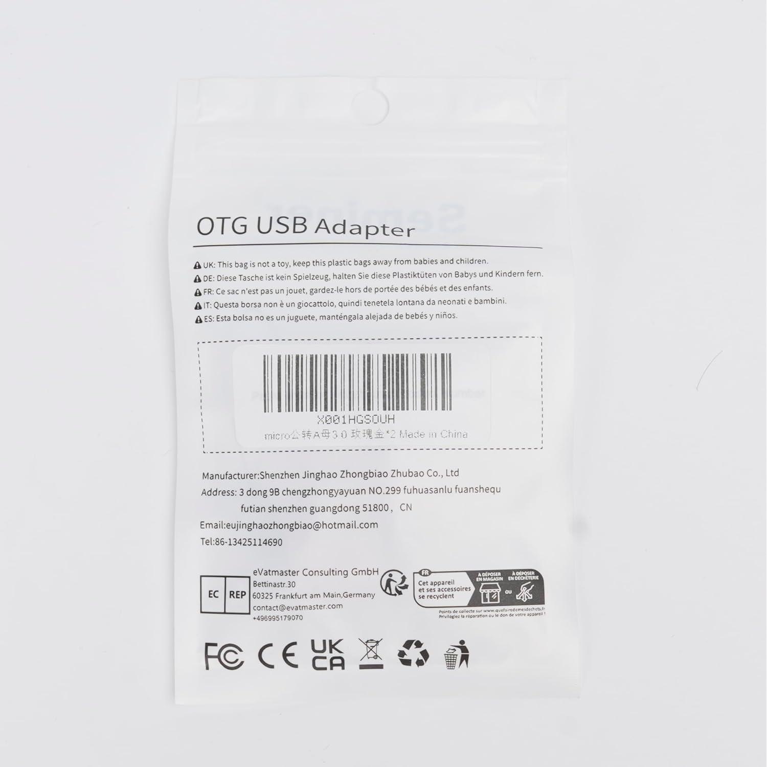 Adaptador Micro USB a USB 3.0 Seminer - Paquete de 2 OTG