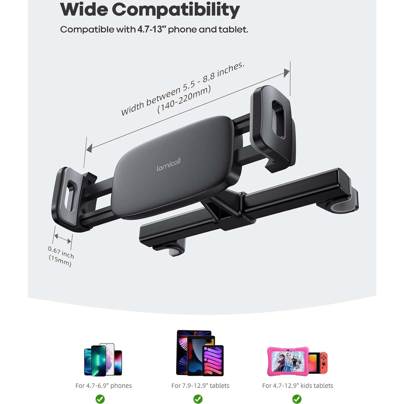 Soporte para Tableta Lamicall CH05 Negro para Reposacabezas