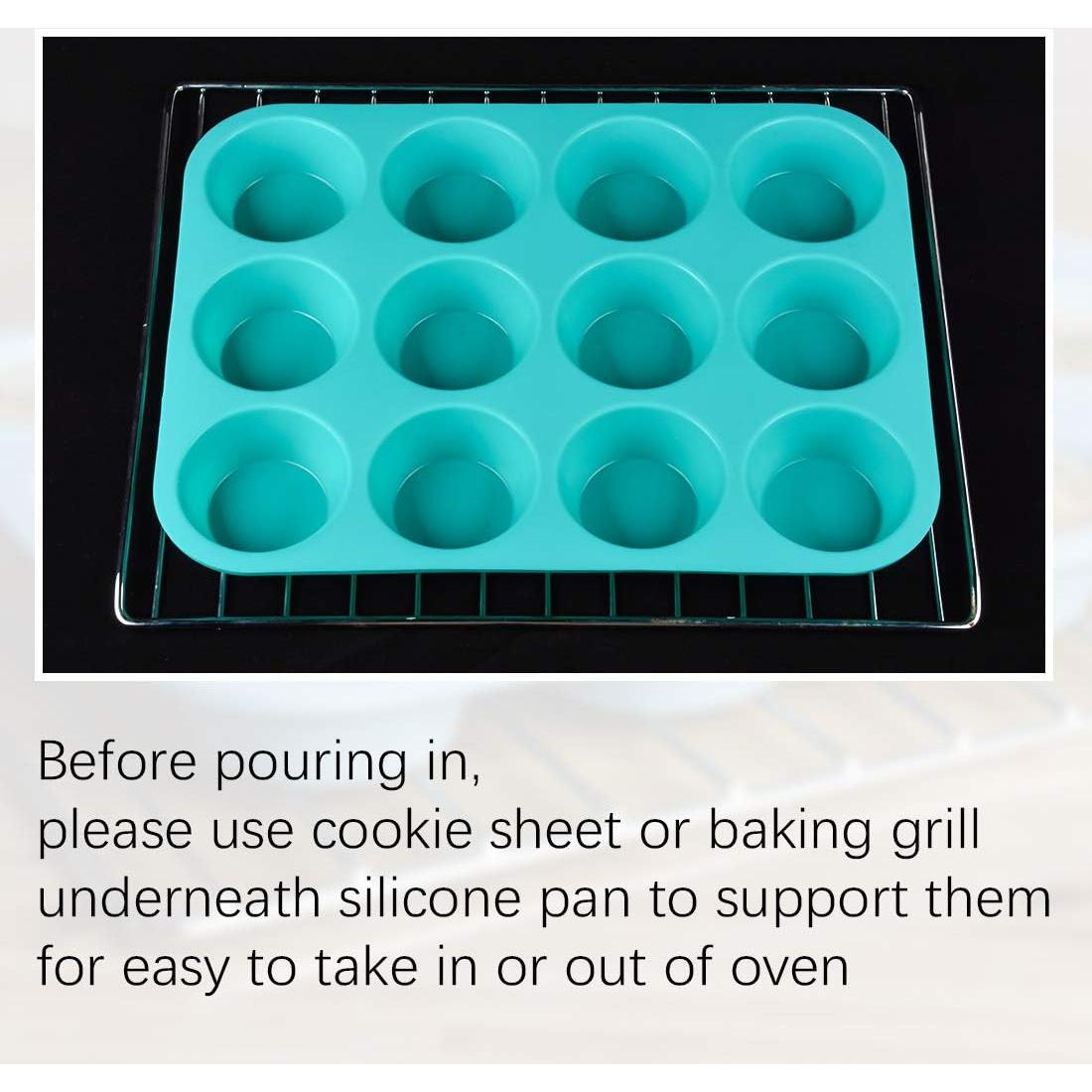 Juego de Moldes de Silicona CAKETIME para Muffins 12 Tazas