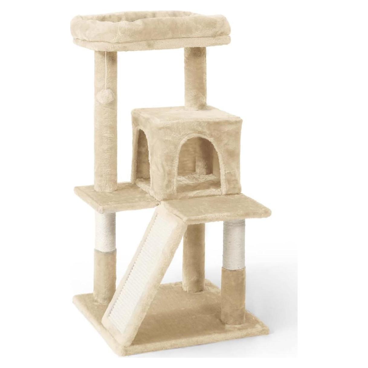 Torre para Gatos CAPHAUS 94 cm Beige con Perchero Ampliado
