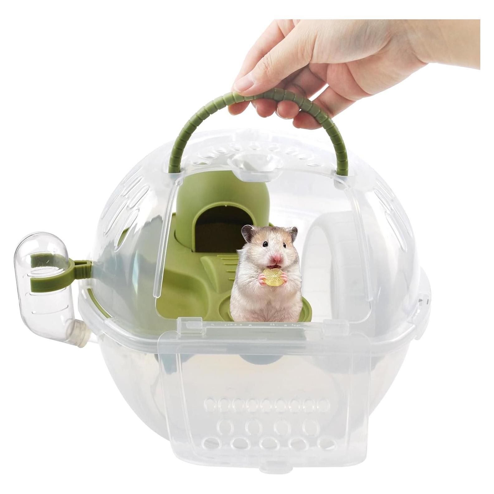 Transportador de Hámster MUYG Verde 4 en 1 con Botella y Comedero