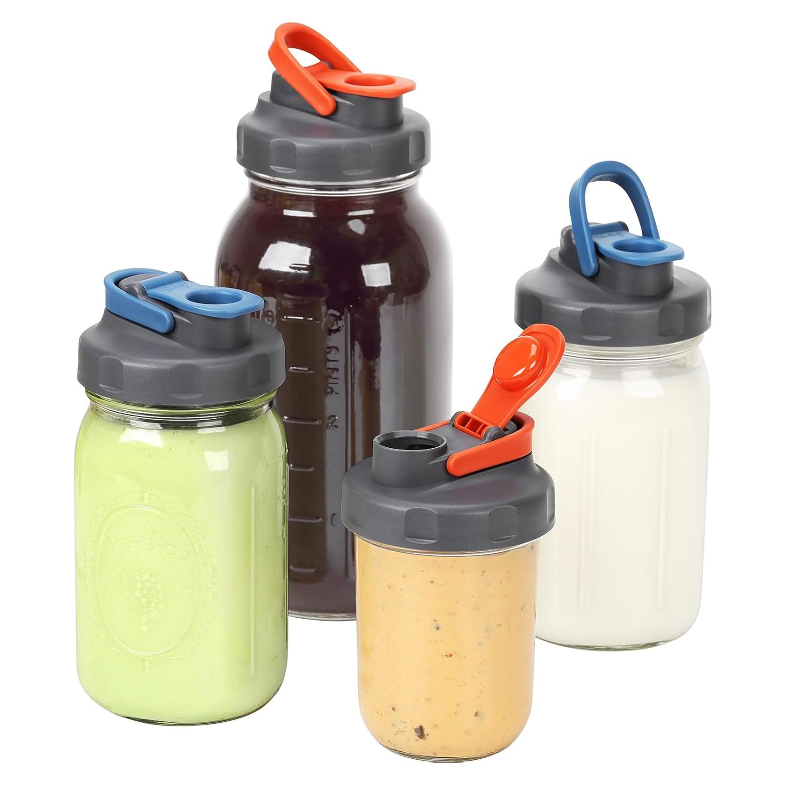 4 Tapas de Tarro Mason Soligt Boca Ancha A Prueba de Fugas