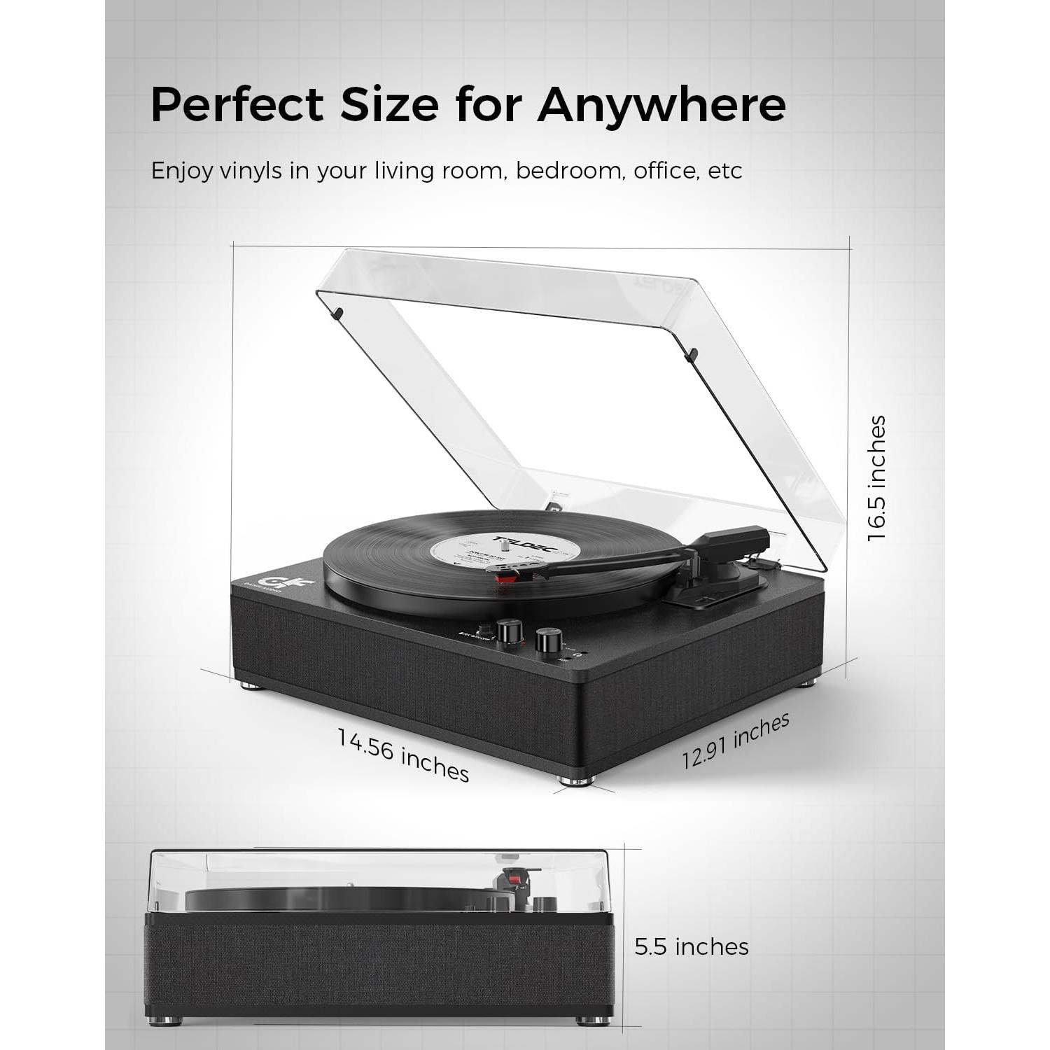 Reproductor de Vinilo DANFI AUDIO TE-3008 Bluetooth 3 Velocidades