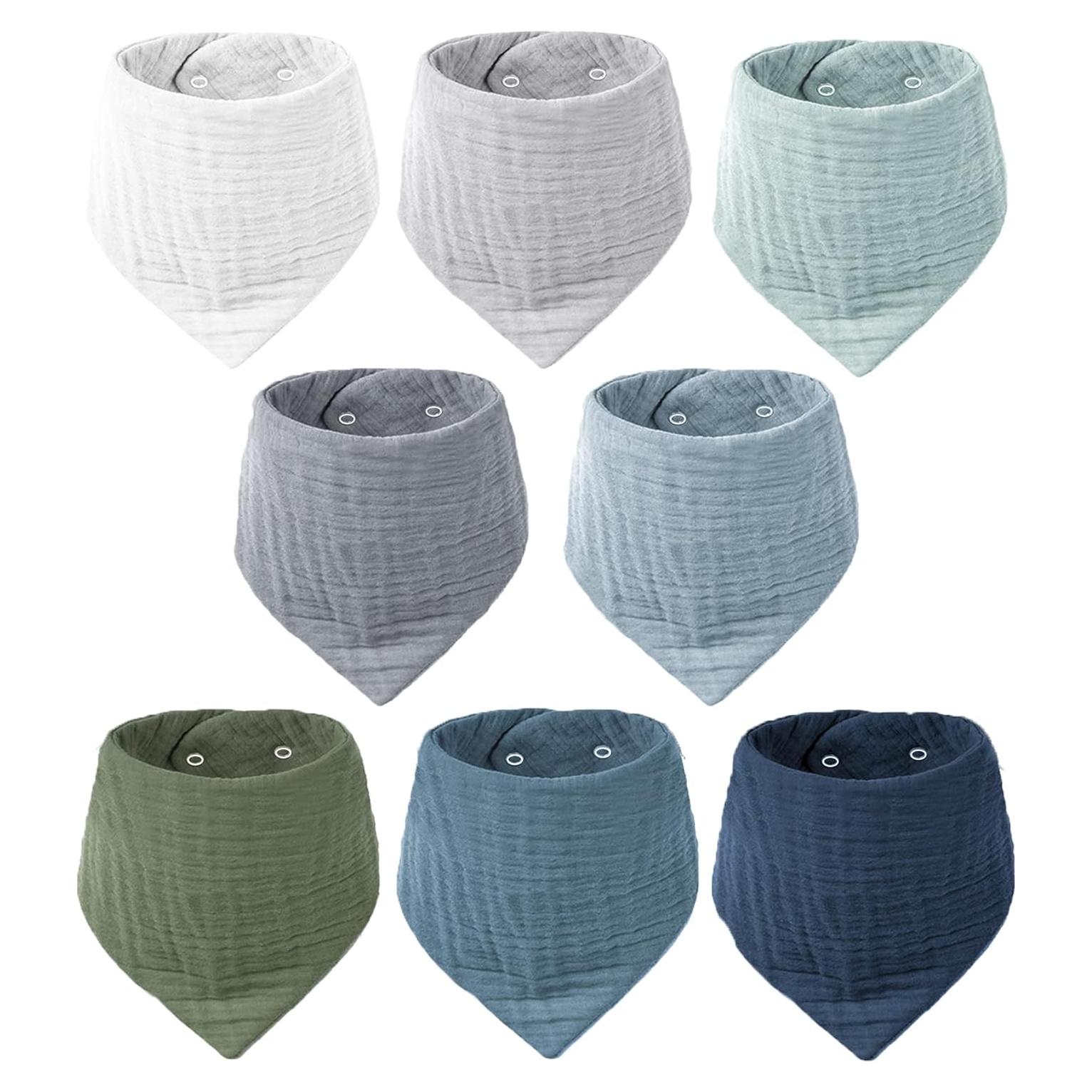 Konssy Paquete de 8 Baberos de Muselina 100% Algodón Unisex