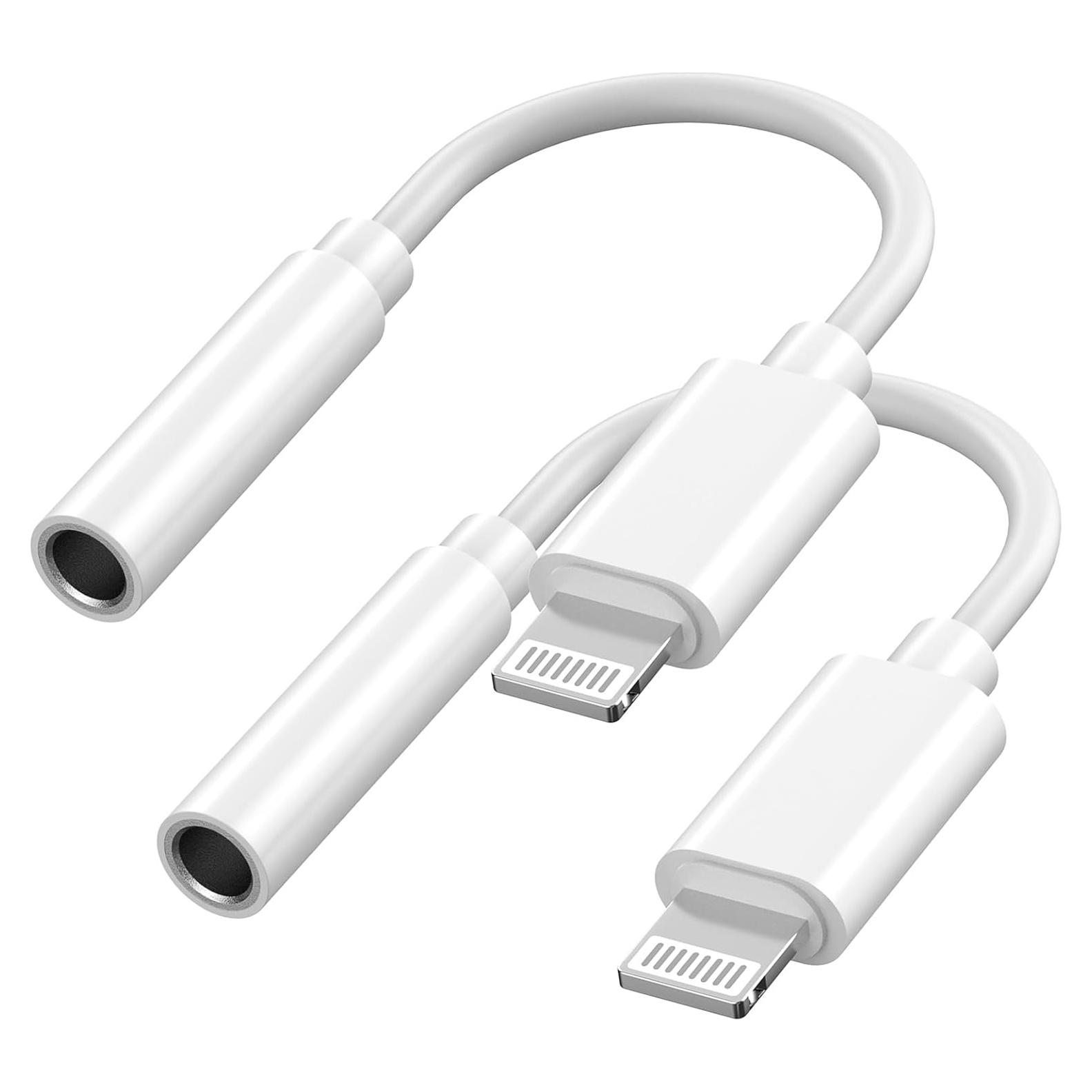 Paquete de 2 Adaptadores Lightning a 3.5mm MFi para iPhone