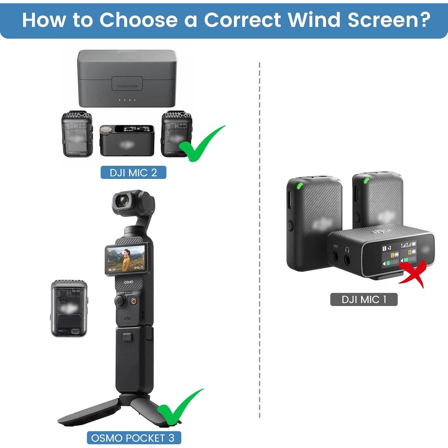 Pantalla de viento para micrófono DJI Mic 2 y OSMO Pocket 3 - Gris